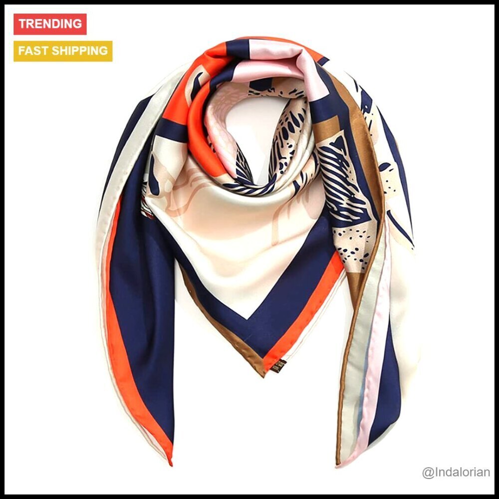 Large Square Silk Scarf Elegant Lightweight Head Wrap Versatile Accessory